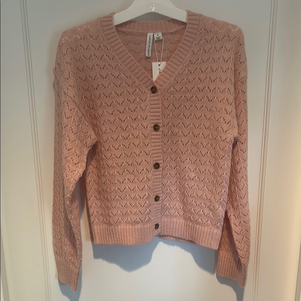 NWT Janie and Jack fuzzy pink V neck cardigan sweater
